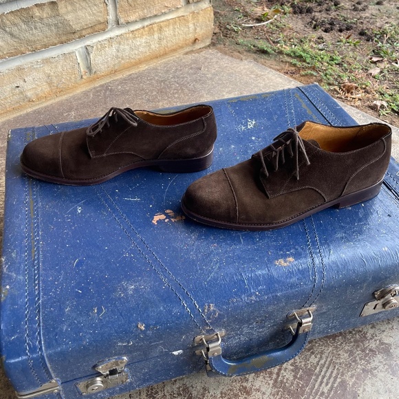 Men\'s Size 10.5M Land\'s End Classic Brown Suede Derby Shoes